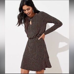 Loft Black and Gold Polka Dot Dress